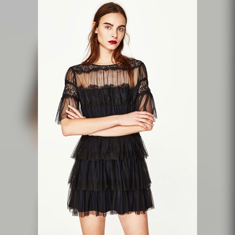 Zara Black Lace Mini Dress